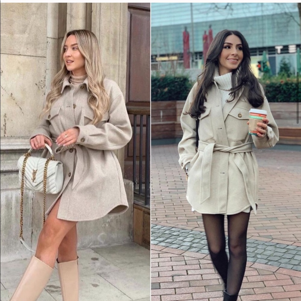 🎉HP🎉NWT Zara Belted Overshirt - Picture 6 of 12